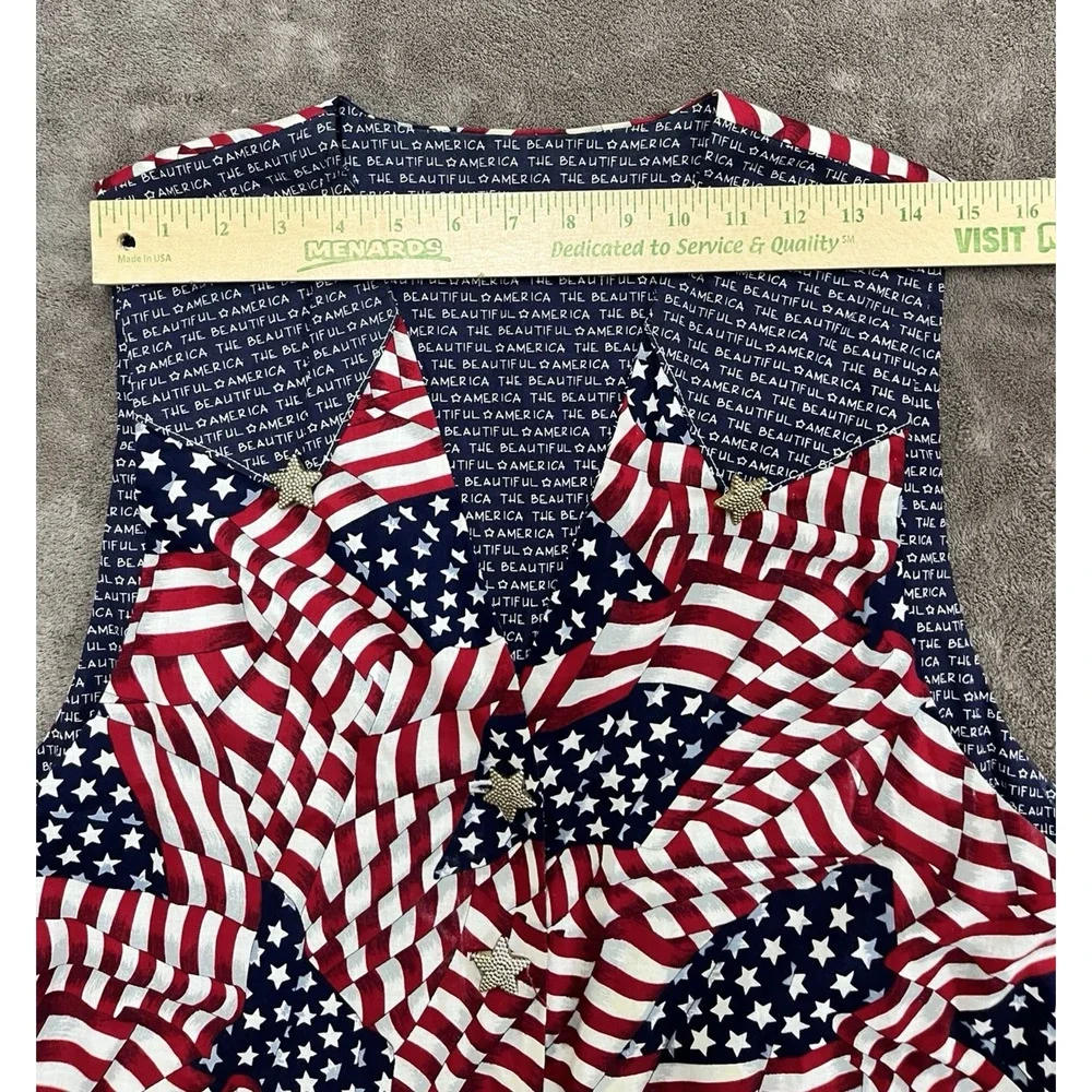Patriotic 4th of July Vest Womens Large Pockets Flag USA America the Beautiful